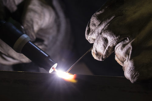 TIG welding closeup